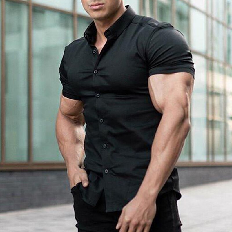 Men's Outdoor Casual Street Fashion Breathable Comfortable Light Plain Short Sleeve Shirt