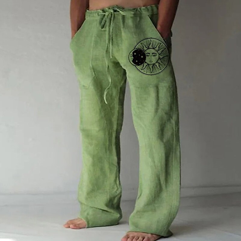 Men's  Drawstring Sun Graphic Stylish Trousers