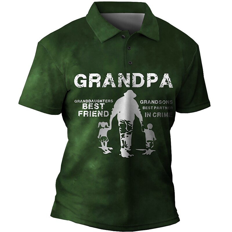 Men's Letter Graphic Prints Father's Day Short Sleeves  Polo Shirt 