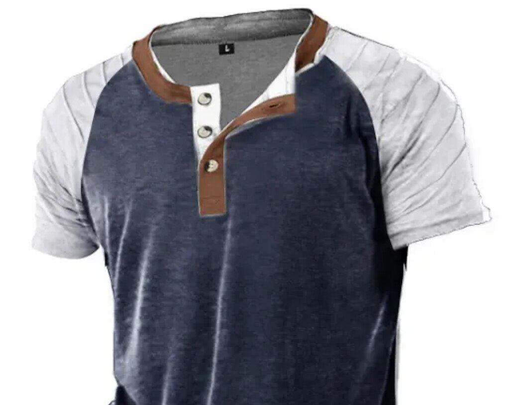 Men's Outdoor Street Casual Sport Breathable Comfortable Light Plain V-neck Short Sleeve Henley Shirt