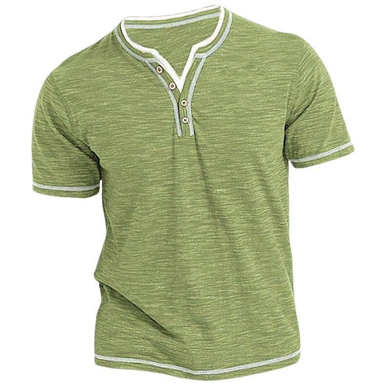 Men's Outdoor Street Vacation Fashion Comfortable Breathable Pocket Plain Short Sleeves Henley Shirt
