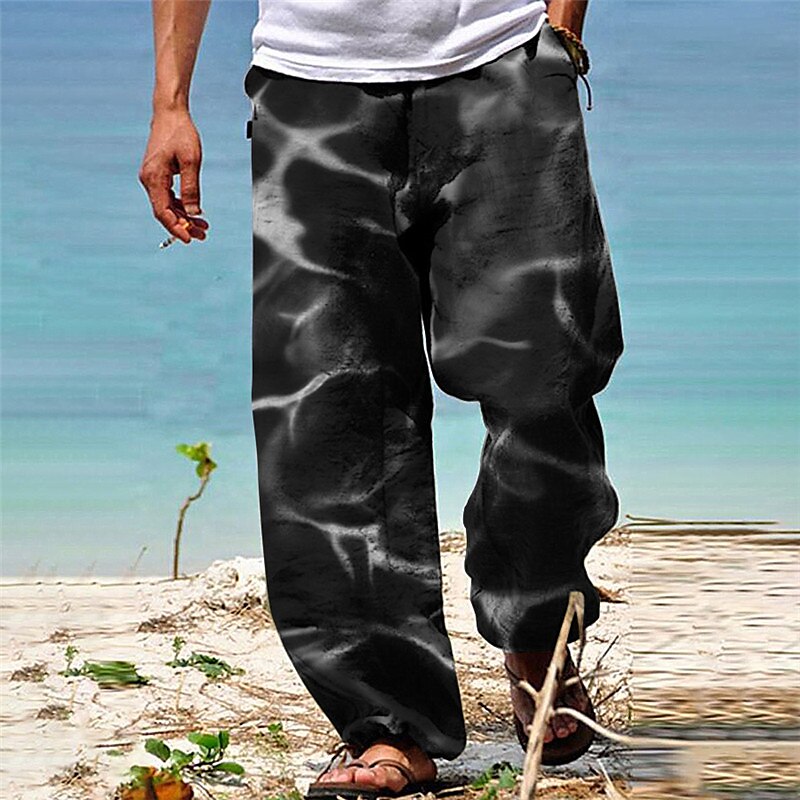 Men's Outdoor Beach Casual Hawaiian Holiday Comfortable Breathable Light 3D Print Trouser Pants