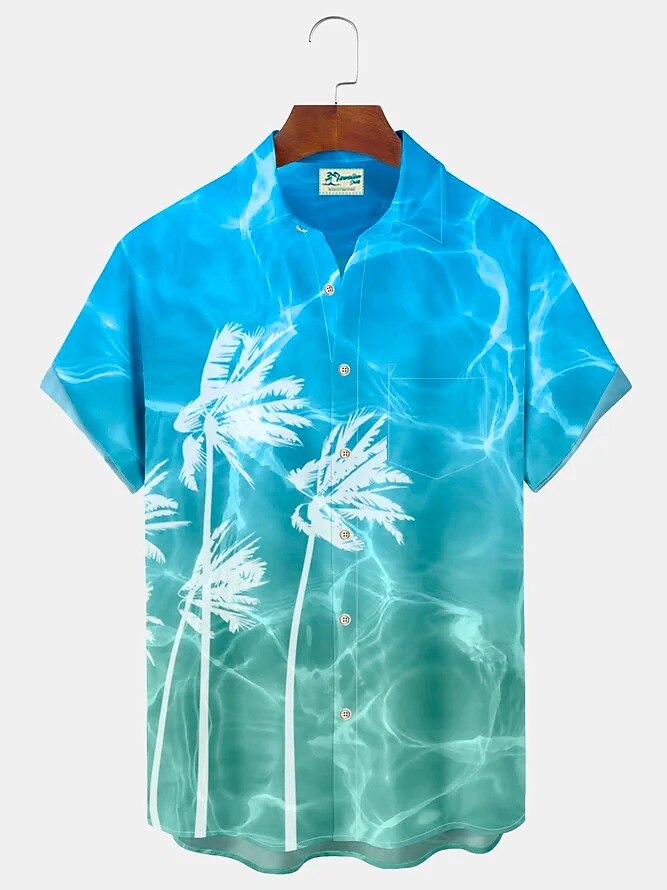Men's  Coconut Tree Graphic Prints Whale Turndown Short Sleeves Hawaiian Shirt