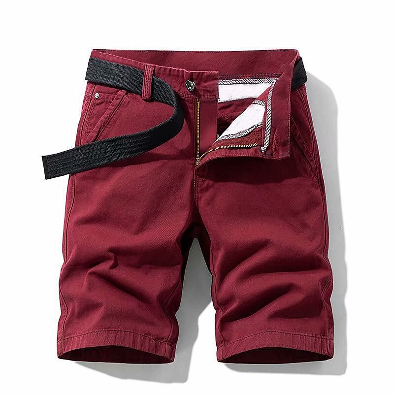 Men's Chino  Pocket Plain Comfort Breathable Knee Length Outdoor Cargo Shorts