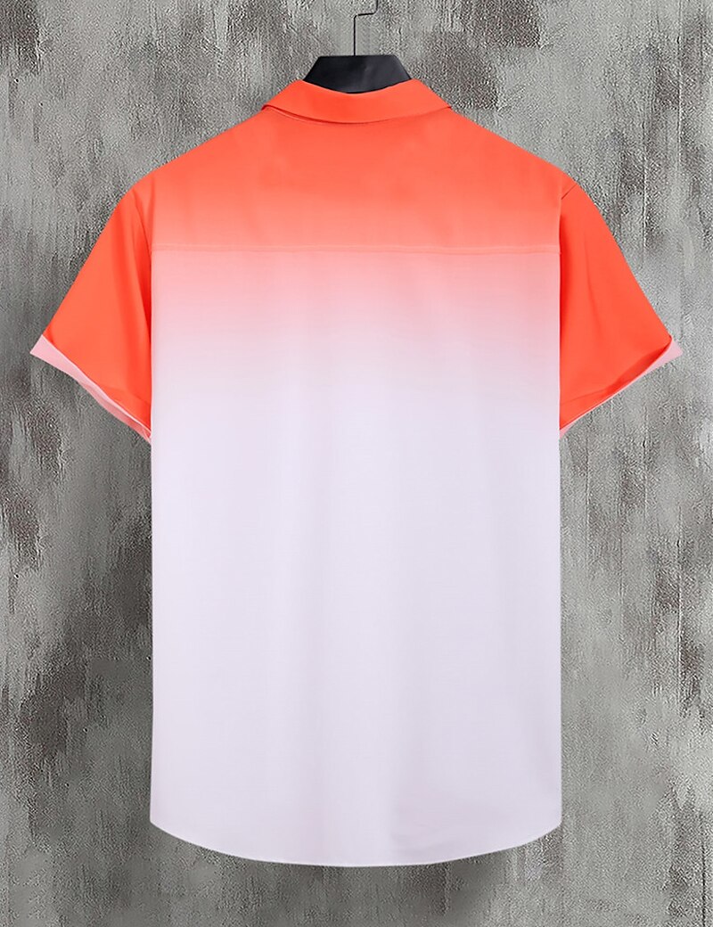 Men's Shirt Button Up Shirt Casual Shirt Summer Shirt Beach Shirt Yellow Pink Navy Blue Blue Orange Short Sleeve Gradient Lapel Daily Vacation Clothing Apparel Fashion Casual Comfortable