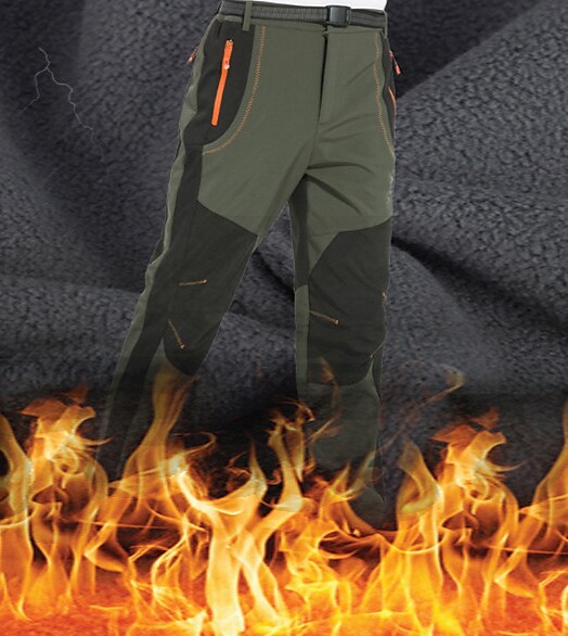 Men's Fleece Lined Pants Waterproof Hiking Pants Trousers Softshell Pa