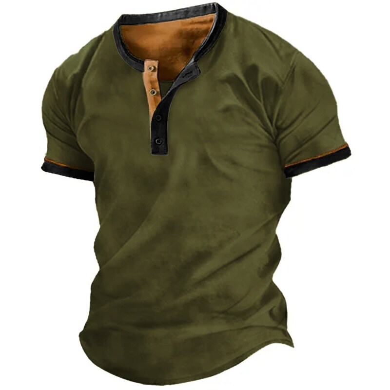Men's Plain  Basic Short Sleeves Henley Shirt