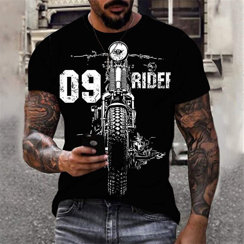 Men's Motorcycle Letter Print T-shirt（Designer）