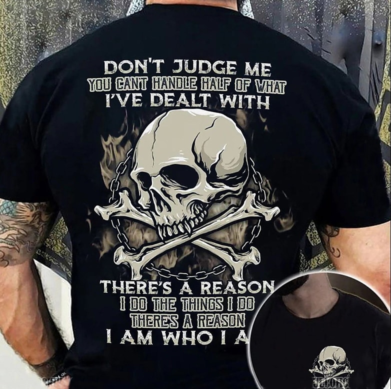 Skull Bone Chain Don't Judge Me All Over T-Shirt