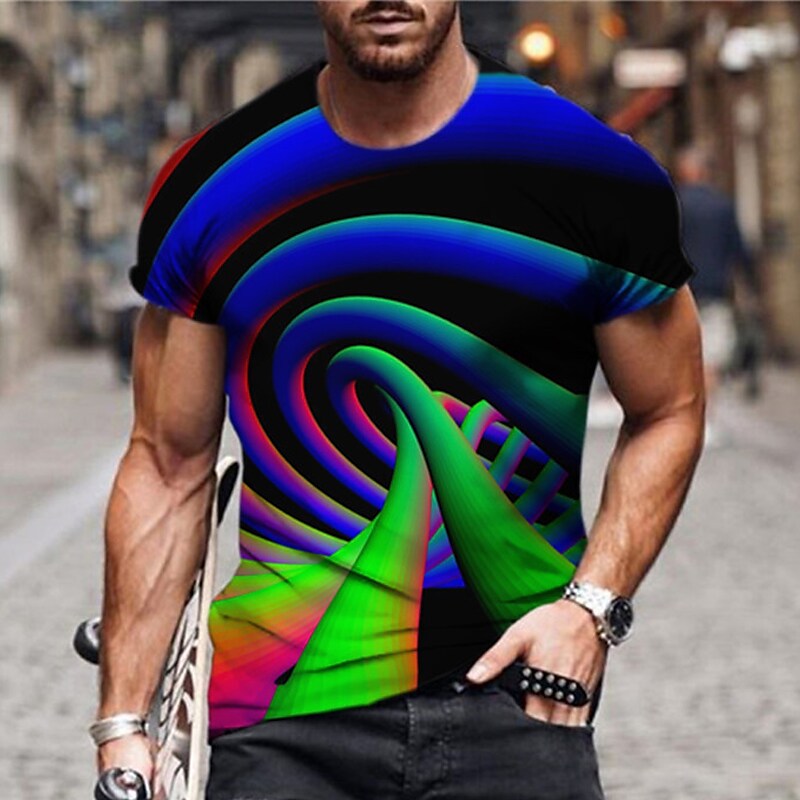 Men's Spiral Stripe Print T-shirt