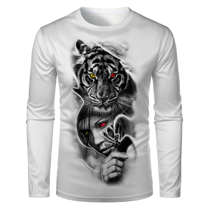 Men's Tiger Print Long Sleeve T-shirt