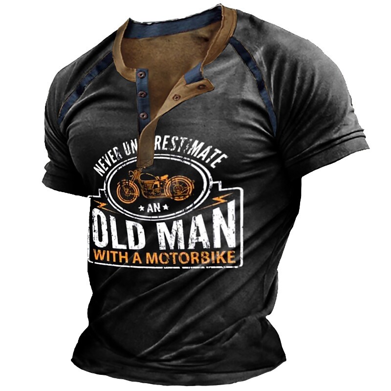 Men's 3D Print Henley T-shirt