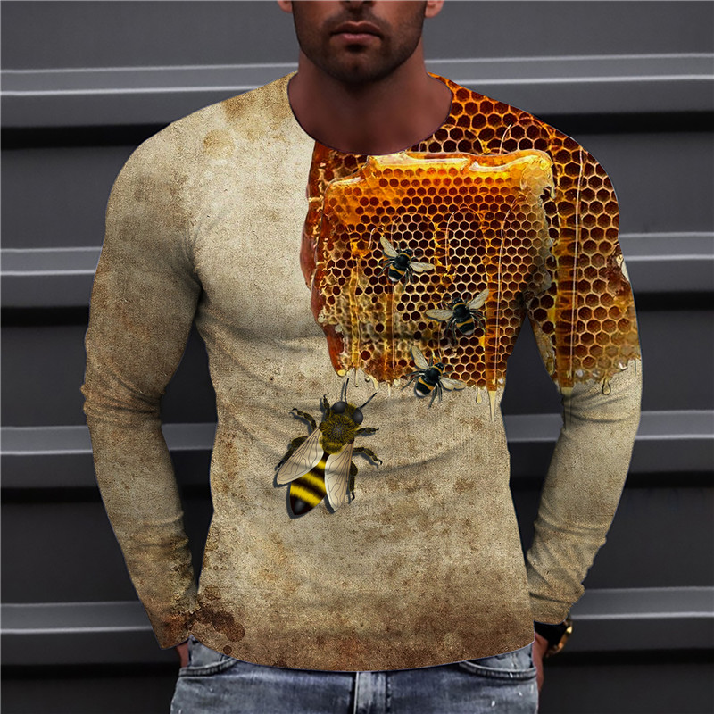 Men's Bee Print Long Sleeve T-shirt