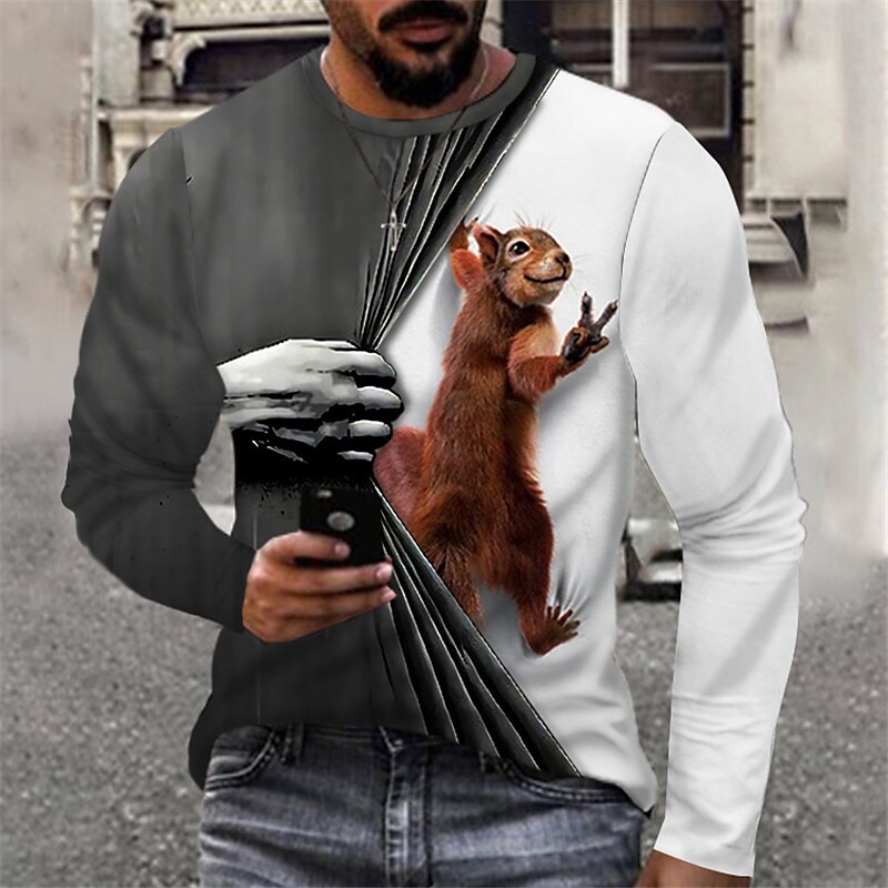 Men's  Animal Print Long Sleeve T-shirt（Designer）