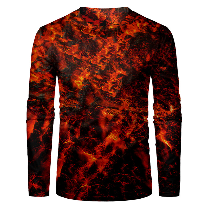 Men's Flame Print Long Sleeve T-shirt