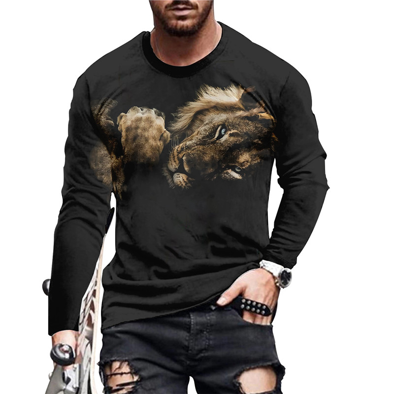 Men's Lion Print Long Sleeve T-shirt
