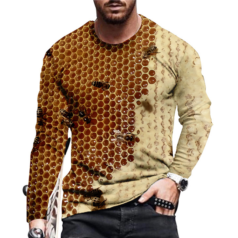 Men's Honeycomb Print Long Sleeve T-shirt
