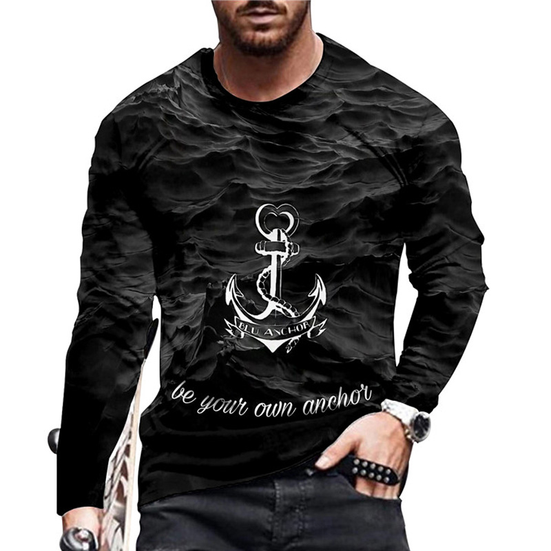 Men's Anchor Print Long Sleeve T-shirt