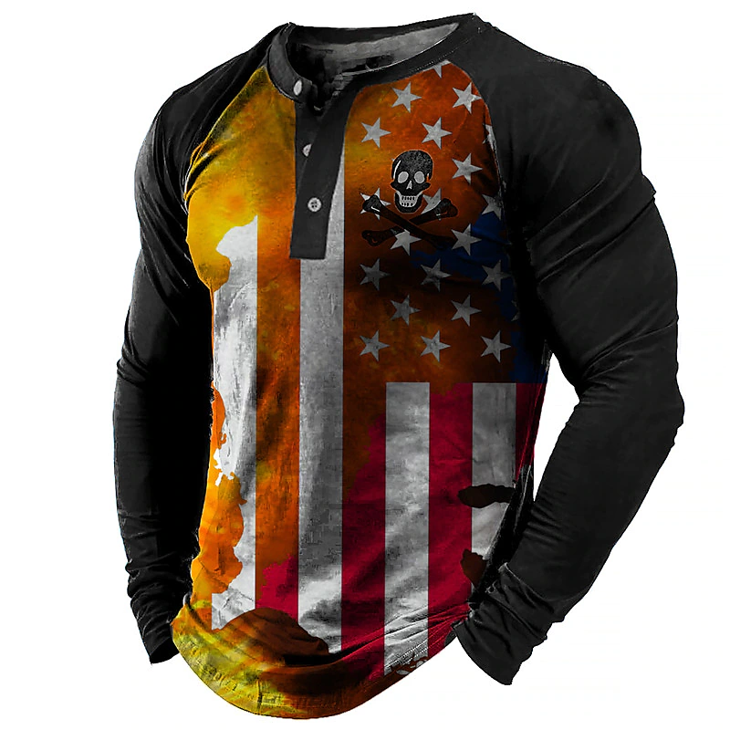 Men's Pullover Color Block Graphic National Flag Patchwork Print Sweatshirts  