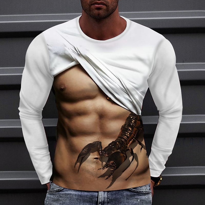 Men's Muscle Scorpion Print T-shirt