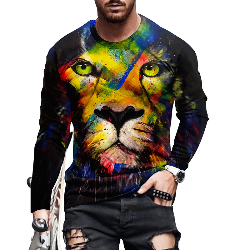 Men's Animal Print Long Sleeve T-shirt