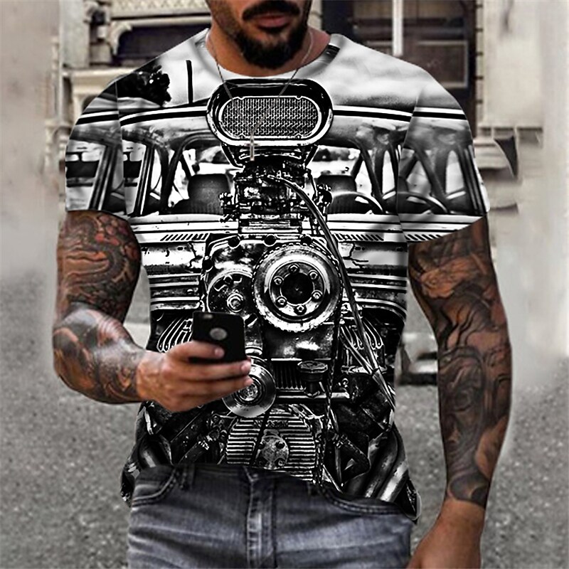 Men's Car Machine Print T-shirt（Designer）