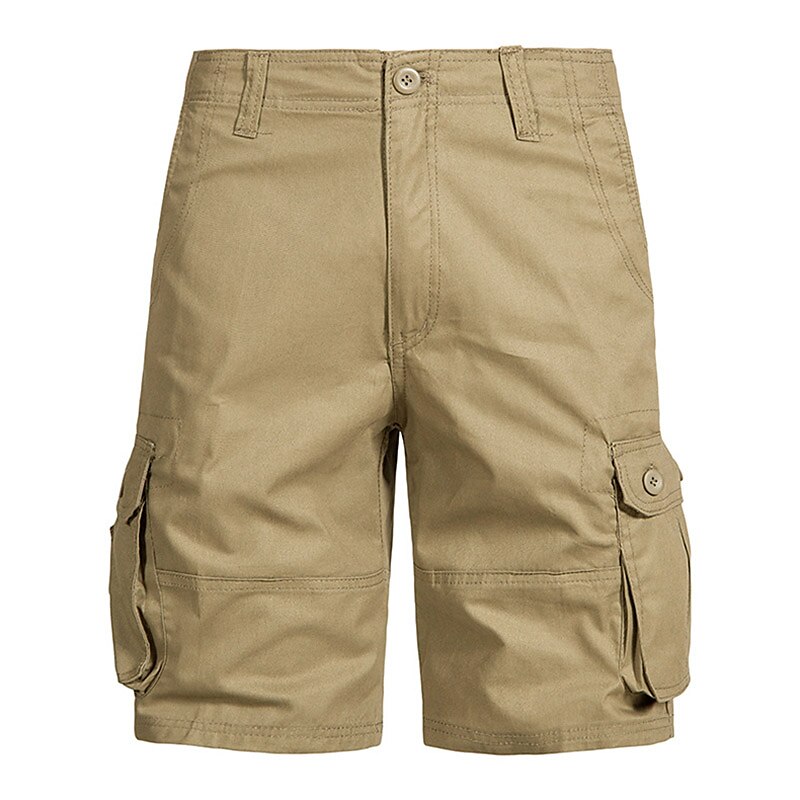 Men's Cargo Shorts Shorts Bermuda shorts Pocket Plain Comfort Breathable Outdoor Daily Going out Casual Big and Tall Dark Brown Black