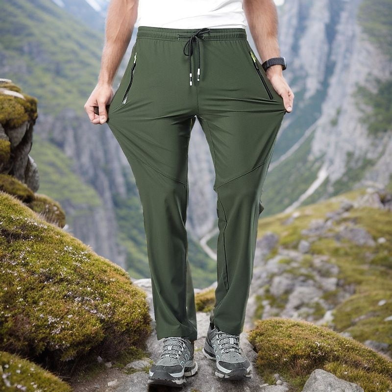 Men's Hiking Pants Trousers Waterproof Hiking Pants Summer Outdoor Regular Fit Breathable Quick Dry Stretchy Comfortable Bottoms Drawstring Elastic Waist Black Army Green Hunting Fishing Climbing M L