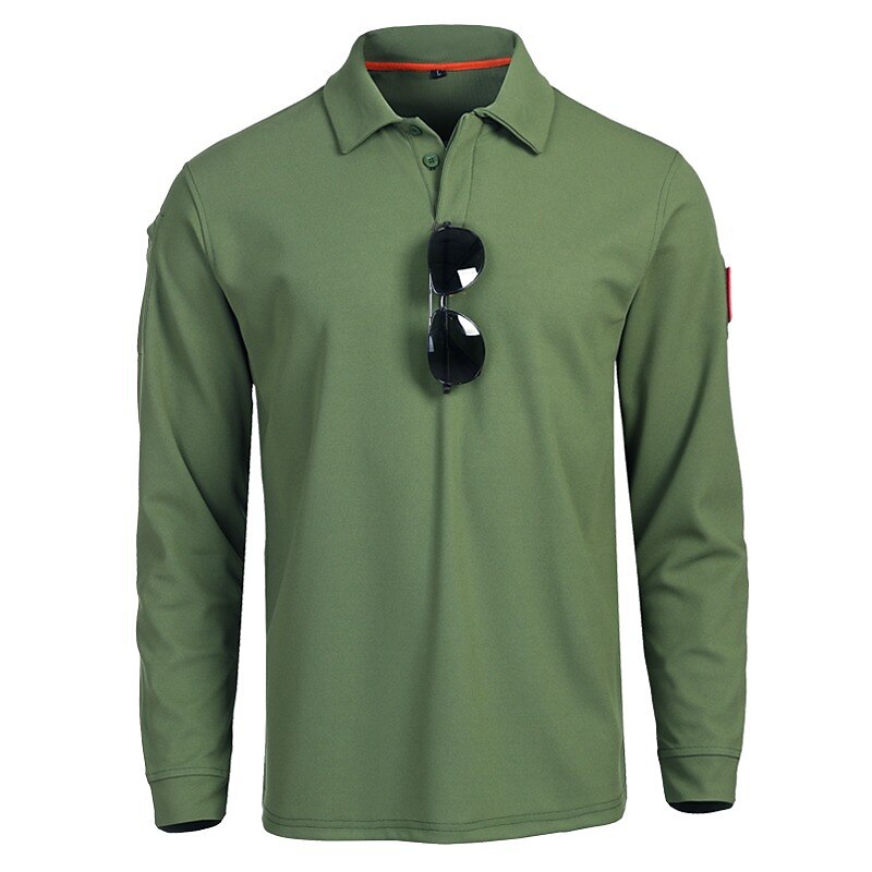 Men's Hiking Tee shirt Tactical Military Shirt Long Sleeve Tee Tshirt Top Outdoor Quick Dry Comfortable Winter Polyester Black Green Khaki Hunting Fishing Climbing