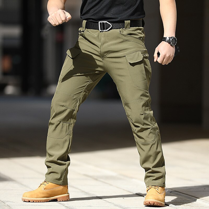 Men's Cargo Pants Tactical Trousers Classic Multi Pocket Straight Leg Solid Color Comfort Outdoor Full Length Casual Daily Streetwear Stylish Black+Grey Black Micro-elastic