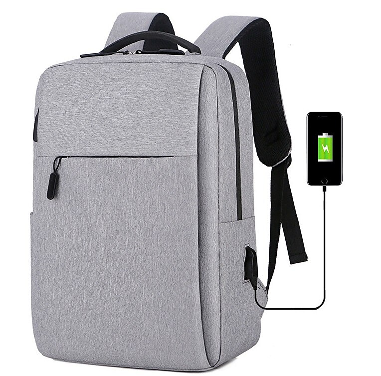 Men's School Bag Bookbag Functional Backpack Daily Solid Color Oxford Large Capacity Waterproof Breathable Zipper Black Red Blue