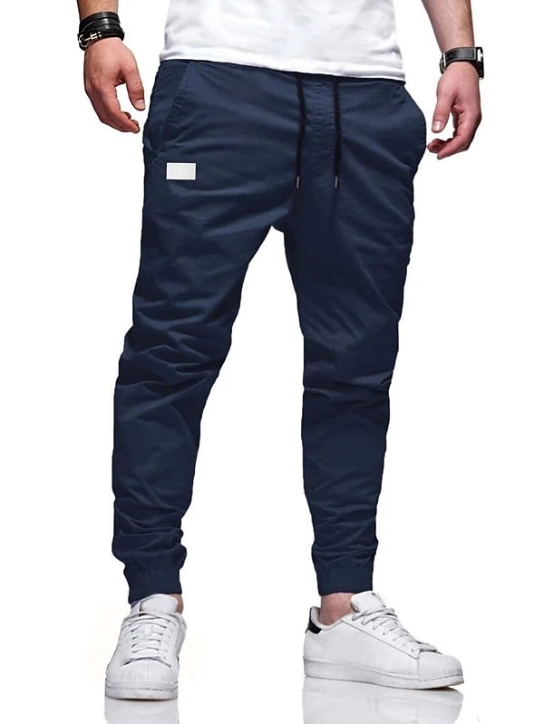 Men's Casual Solid Color With Elastic Waist Drawstring Trousers