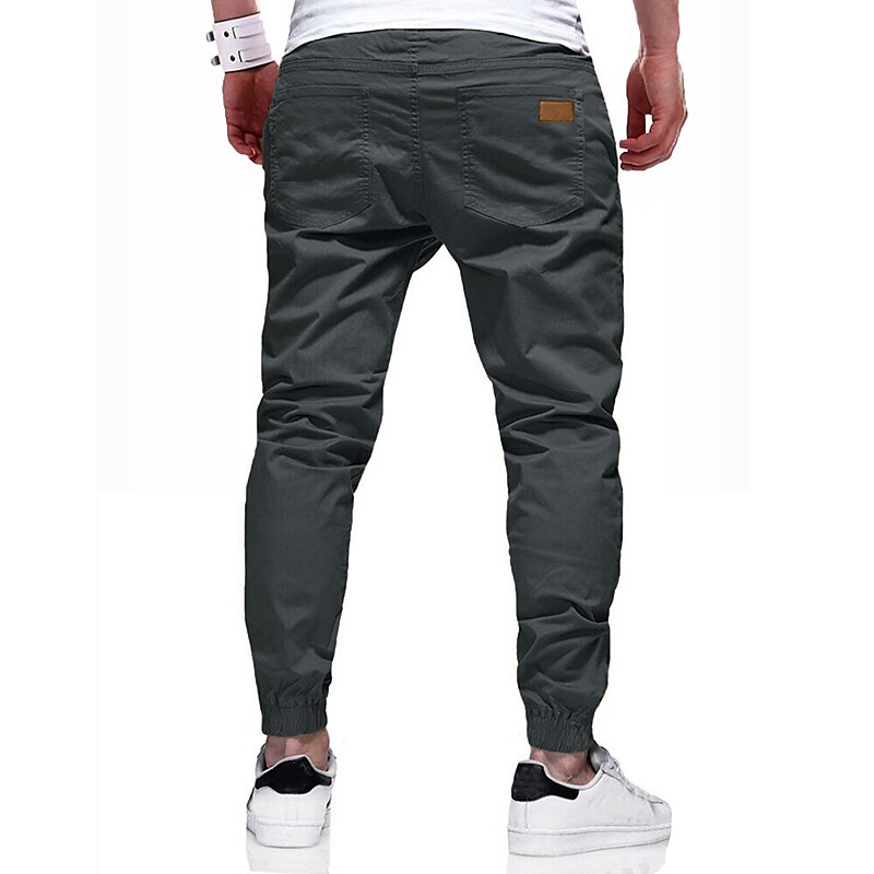 Men's Casual Solid Color With Elastic Waist Drawstring Trousers