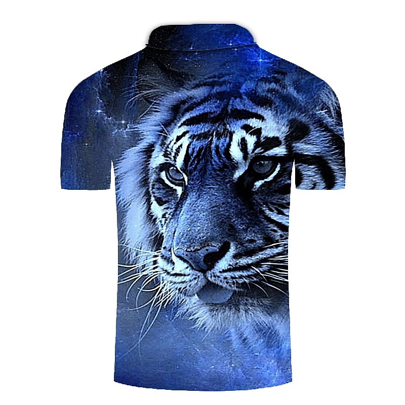 Men's Polo Golf Tennis Shirt Animal Tiger Graphic Prints Collar 3D Print Street Casual Short Sleeve Button-Down 