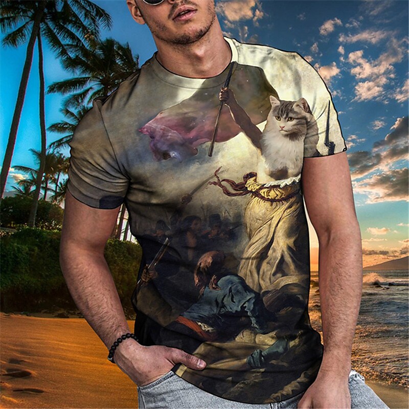 Men's T shirt Graphic Prints Crack Crew Neck 3D Print Holiday Short Sl