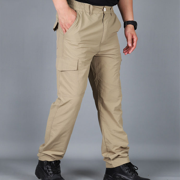 Men's Outdoor 6 Pockets Quick Dry Elastic Waist Waterproof Work Pant