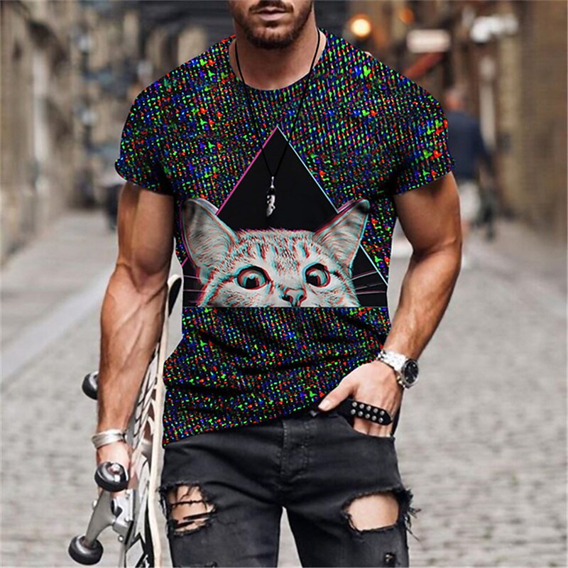 Men's T shirt Graphic Prints Crack Crew Neck 3D Print Holiday Short Sl