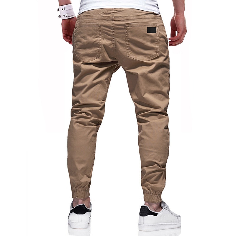 Men's Casual Solid Color With Elastic Waist Drawstring Trousers