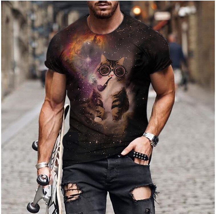 Men's T shirt Graphic Prints Crack Crew Neck 3D Print Holiday Short Sl