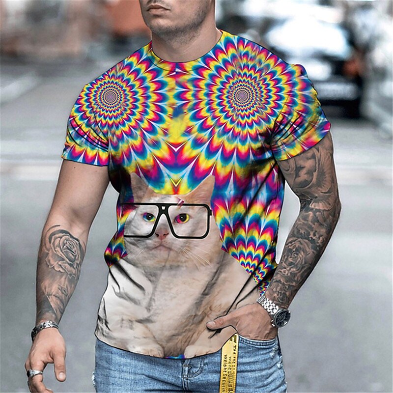 Men's T shirt Graphic Prints Crack Crew Neck 3D Print Holiday Short Sl