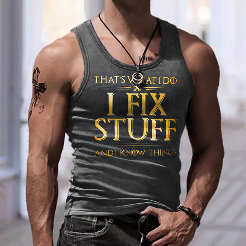 Men's Vest Top Sleeveless Graphic Letter Crew Neck Clothing Apparel 3D Print Daily Sports Sleeveless Print Top