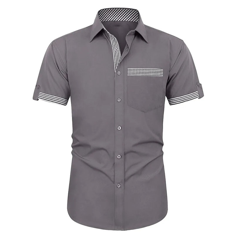 Men's Button Up Shirt Casual Shirt Summer Shirt Beach Shirt  Short Sleeve Patchwork Lapel Vacation Front Pocket Casual Comfortable Shirt 