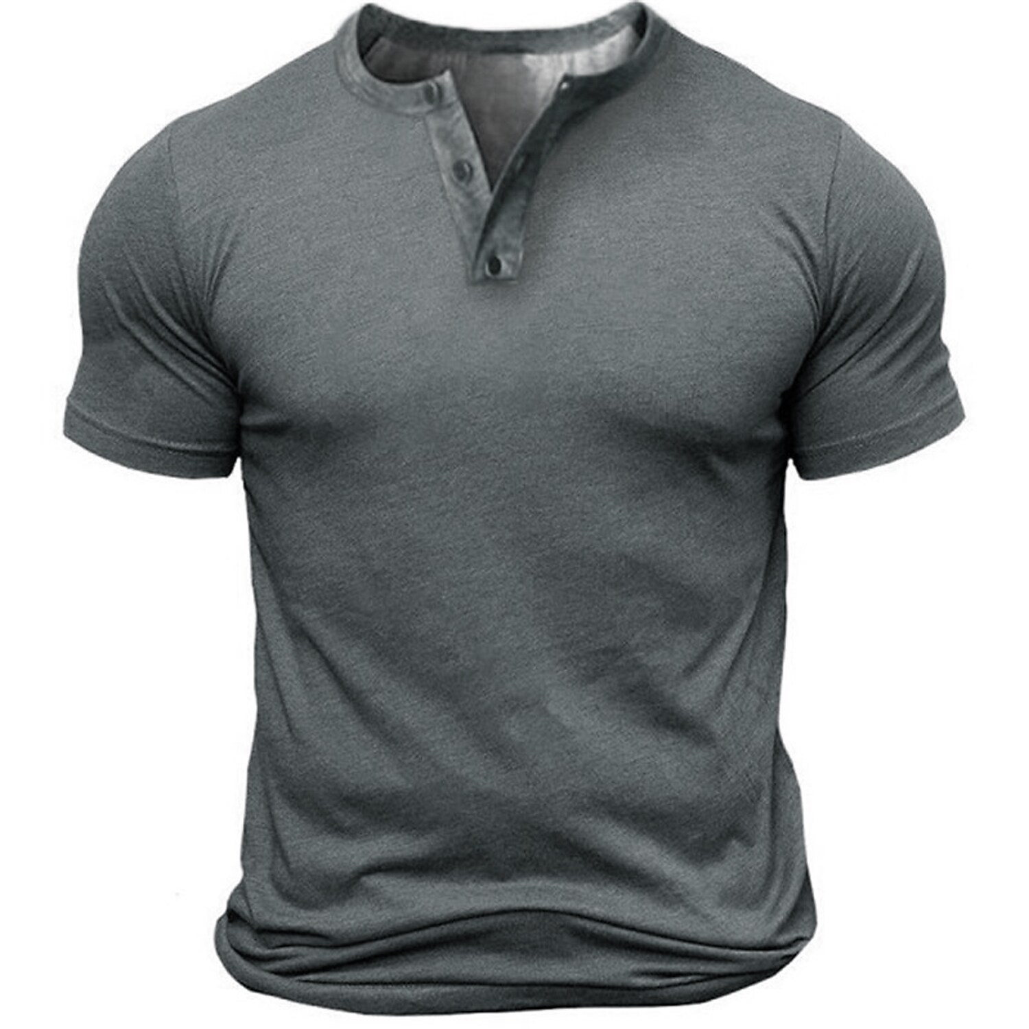 Men's Henley Shirt Solid Color Henley Green Blue Outdoor Daily Short Sleeve Button-Down Basic Casual T-shirt