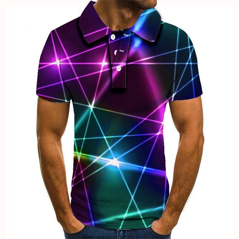 Men's Collar Polo Shirt Golf Shirt Tennis Shirt Graphic Prints Linear