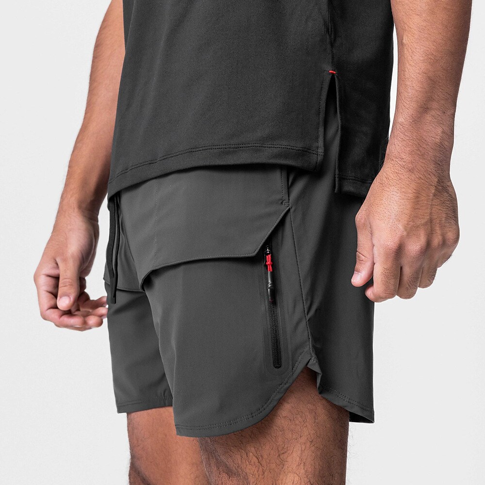 Men's Running Athletic Shorts Drawstring Split Bottoms Street Breathable Water Repellent Quick Dry Fitness Solid Colored Sportswear 