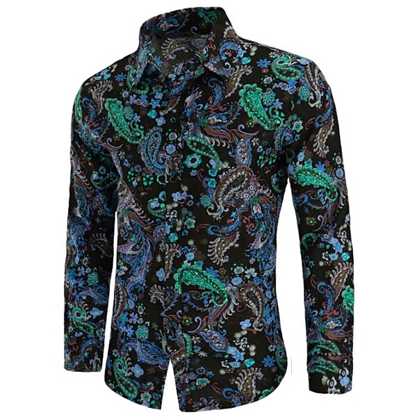 Men's Graphic Shirt Boho Shirt Floral Turndown Print Outdoor Street Long Sleeve Button-Down Print Designer Retro Vintage Casual Shirt 