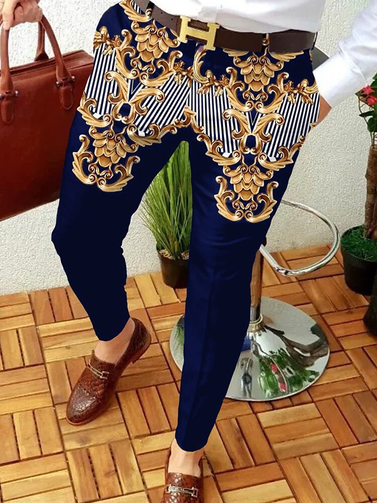 Men's Chinos Slacks Trousers Pencil Pants Jogger Pants Side Pockets Print Geometry Full Length Casual Smart Casual Pants