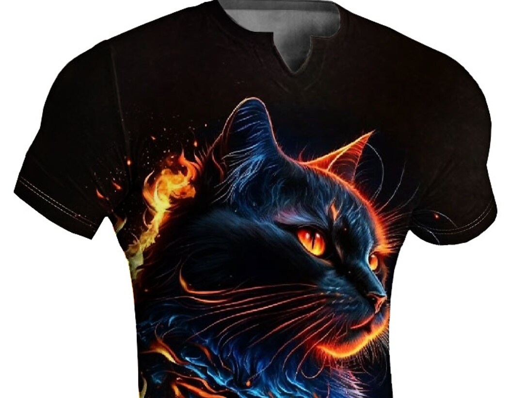 Men's Sports Fitness Muscle Leisure Outdoor Street Quick-drying Breathable Animal Print Short Sleeves