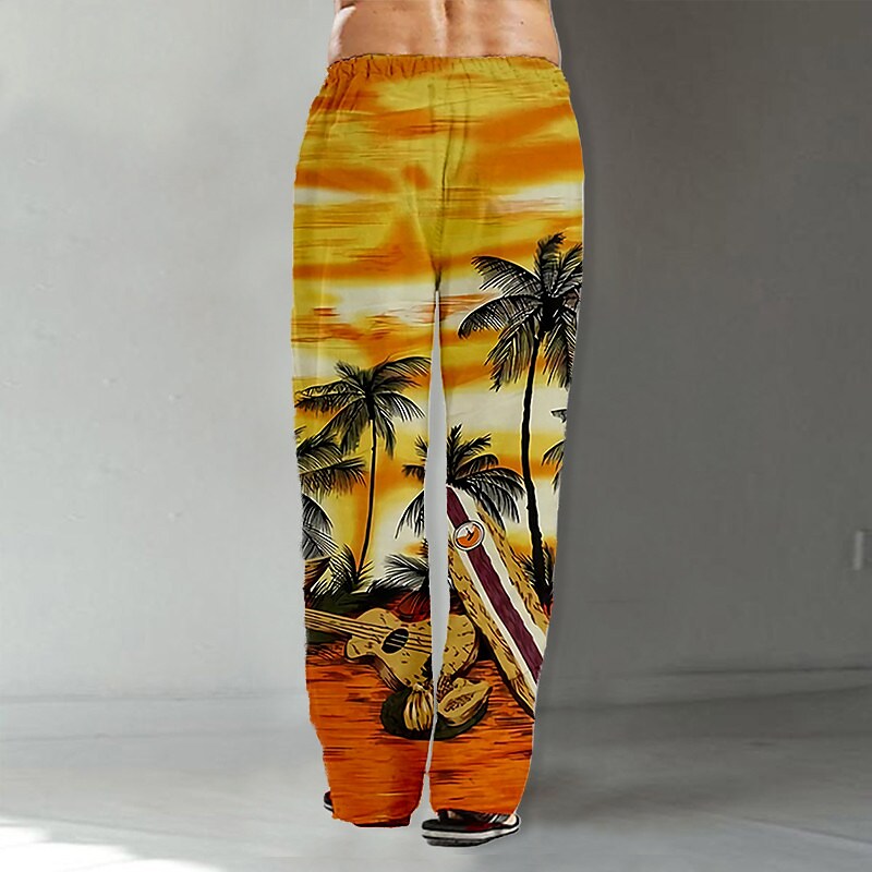 Men's Beach Pants Drawstring Elastic Waist Print Graphic Prints Comfor