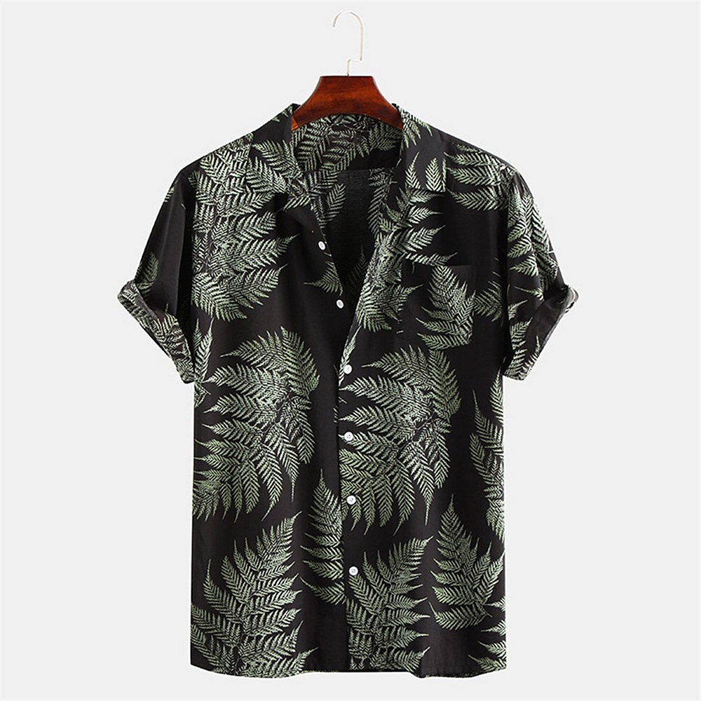 Men's Summer Hawaiian Shirt Graphic Plants Turndown 3D Print Outdoor D